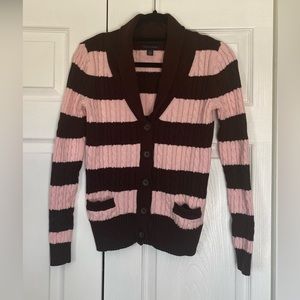 Tommy Hilfiger Women’s Brown and Pink Cardigan Size XS